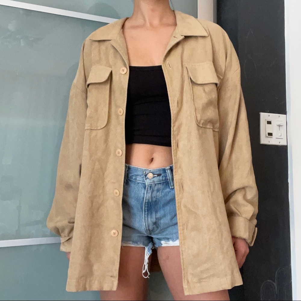 Suede Button Down Jacket - image 6